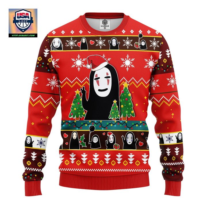 No Face Sprited Away Anime Ugly Christmas Sweater Red 1 Amazing Gift Idea Thanksgiving Gift ? Usalast