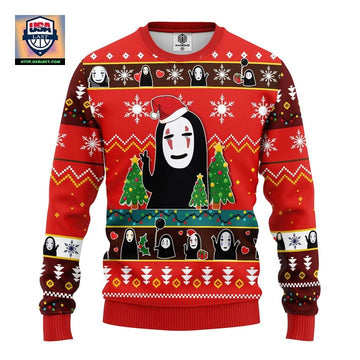 No Face Sprited Away Anime Ugly Christmas Sweater Red 1 Amazing Gift Idea Thanksgiving Gift ? Usalast