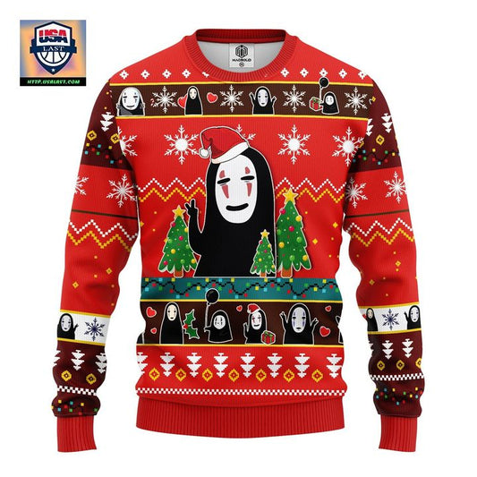 No Face Sprited Away Anime Ugly Christmas Sweater Red 1 Amazing Gift Idea Thanksgiving Gift ? Usalast