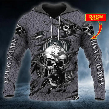 Norse Warrior Skull Viking Custom 3D All Over Print Hoodie -Moonbestprint
