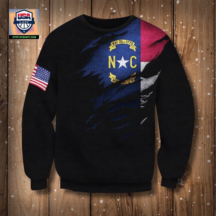 North Carolina American Flag Logo Sweater North Carolina State Pride Gift For Men ? Usalast