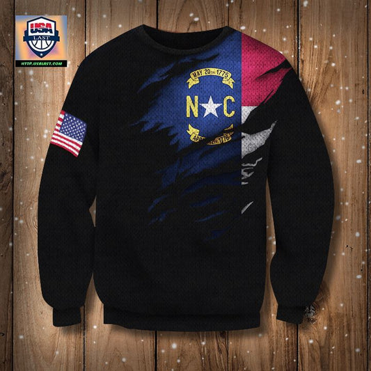 North Carolina American Flag Logo Sweater North Carolina State Pride Gift For Men ? Usalast