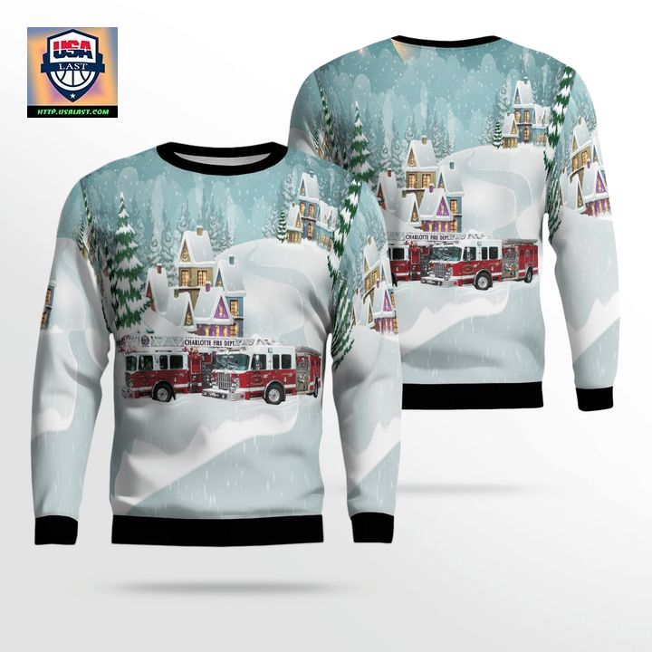 North Carolina Charlotte Fire Department Christmas Sweater 3D ? Usalast