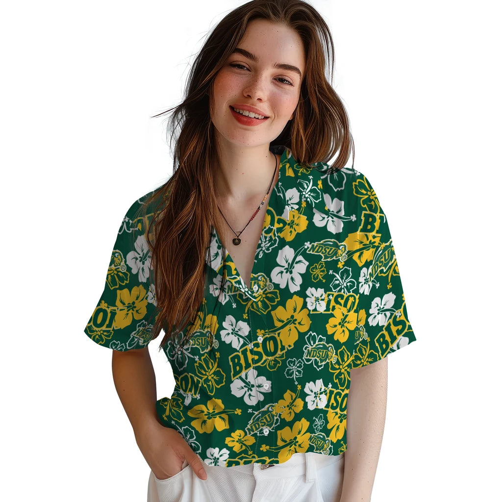 North Dakota State Bison Hibiscus Bloom Hawaiian Shirt – Moonbestprint