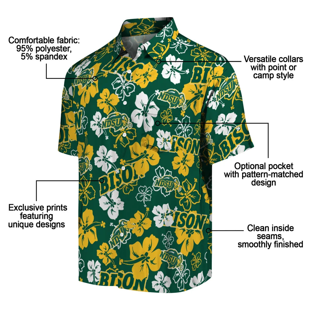 North Dakota State Bison Hibiscus Bloom Hawaiian Shirt – Moonbestprint