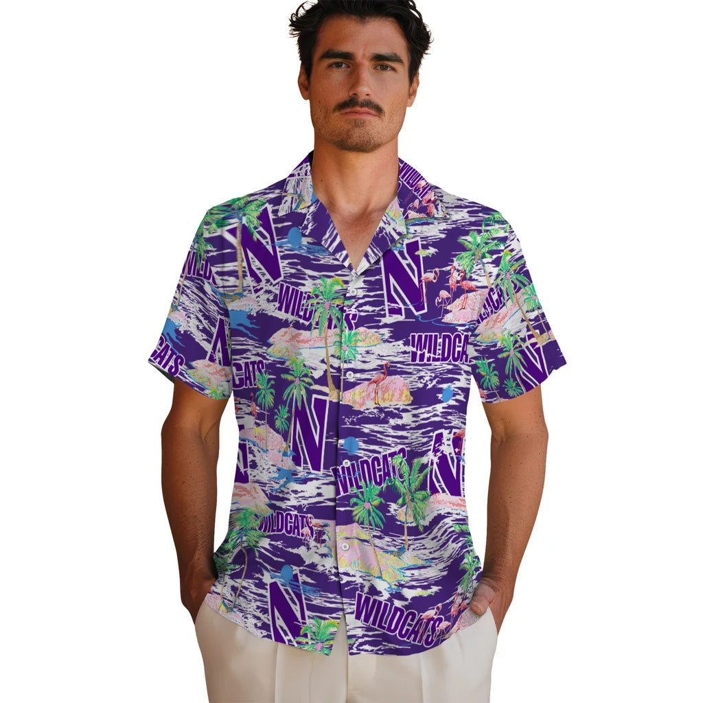 Northwestern Wildcats Flamingo Retreat 2026 Hawaiian Shirt – Moonbestprint