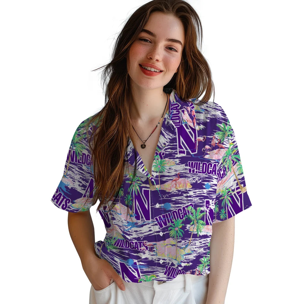 Northwestern Wildcats Flamingo Retreat 2026 Hawaiian Shirt – Moonbestprint