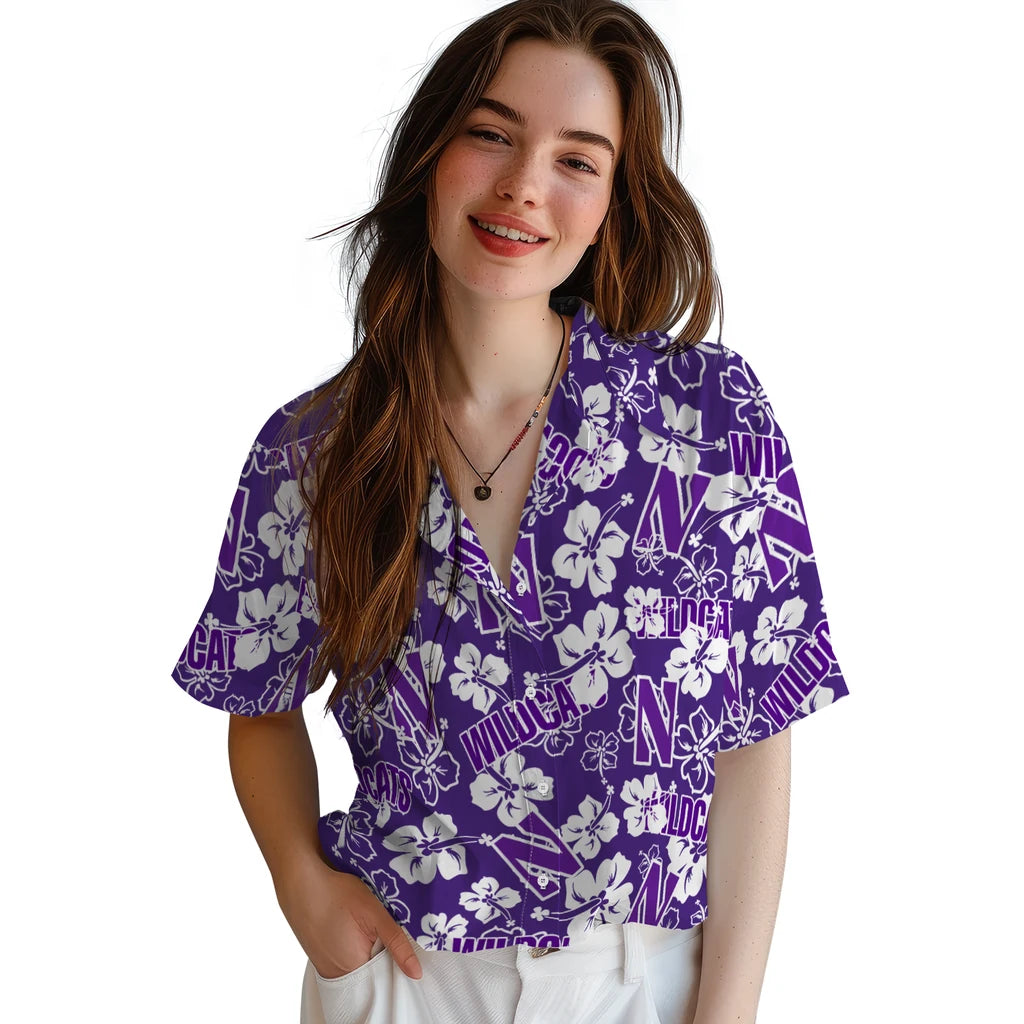 Northwestern Wildcats Hibiscus Bloom Hawaiian Shirt – Moonbestprint