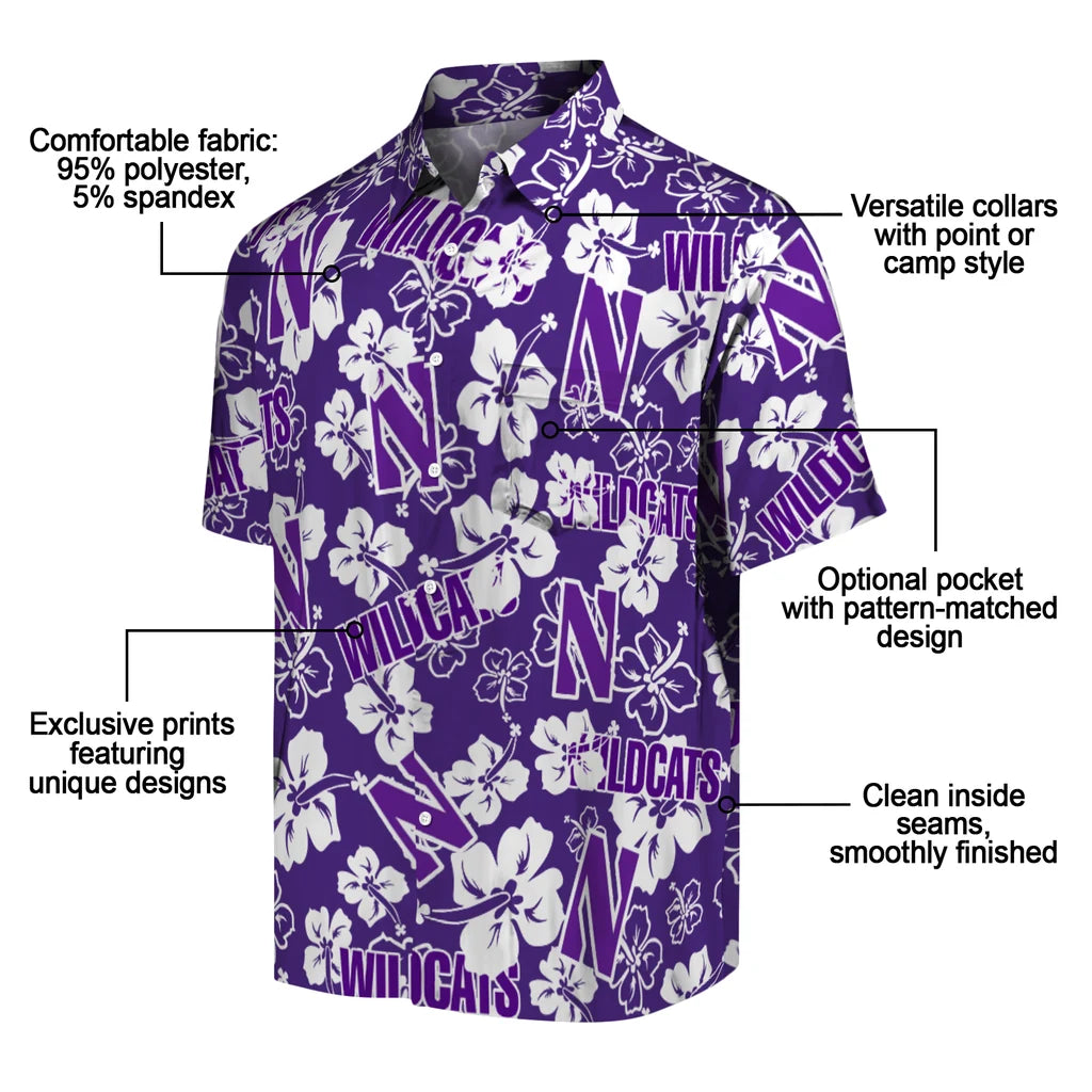 Northwestern Wildcats Hibiscus Bloom Hawaiian Shirt – Moonbestprint