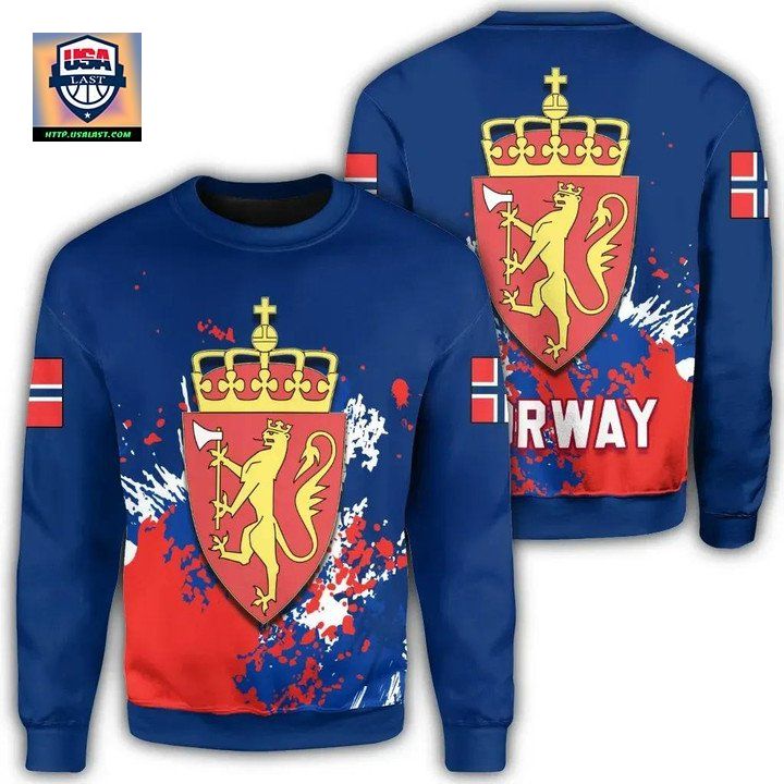 Norway Coat Of Arms Sweater Spaint Style J8W ? Usalast