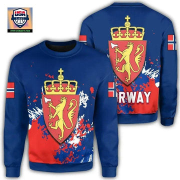 Norway Coat Of Arms Sweater Spaint Style J8W ? Usalast