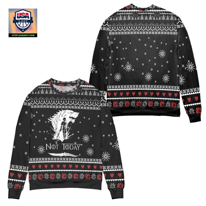 Not Today Arya Stark Game Of Throne Snowflake Ugly Christmas Sweater ? Black ? Usalast
