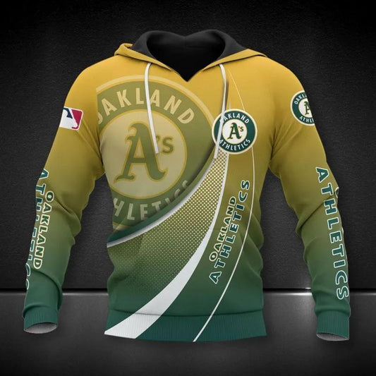Oakland Athletics Big Logo MLB All Over Print Hoodie -Moonbestprint