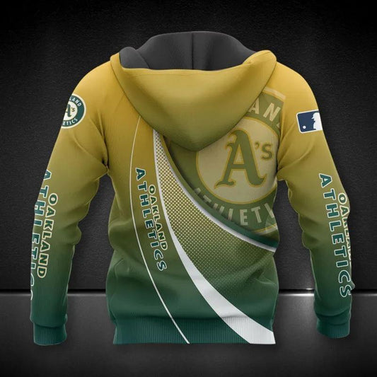 Oakland Athletics Big Logo MLB All Over Print Hoodie -Moonbestprint