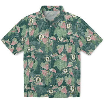 Oakland Athletics Hawaiian Shirt - Anthurium Overlay | Moonbestprint