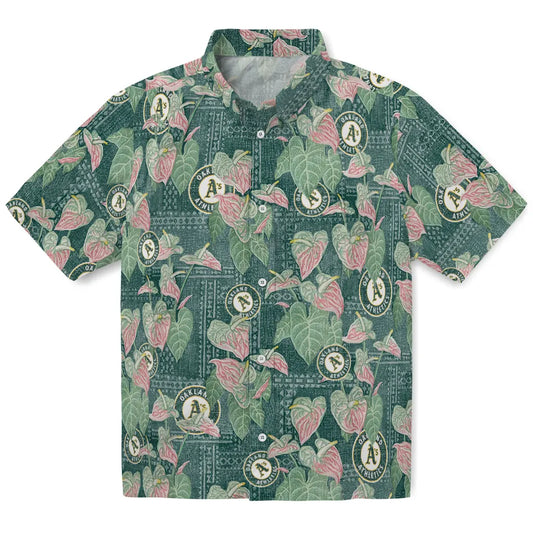 Oakland Athletics Hawaiian Shirt - Anthurium Overlay | Moonbestprint
