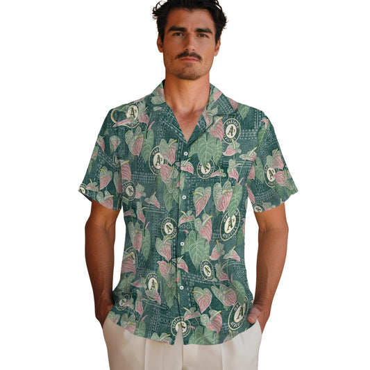 Oakland Athletics Hawaiian Shirt - Anthurium Overlay | Moonbestprint