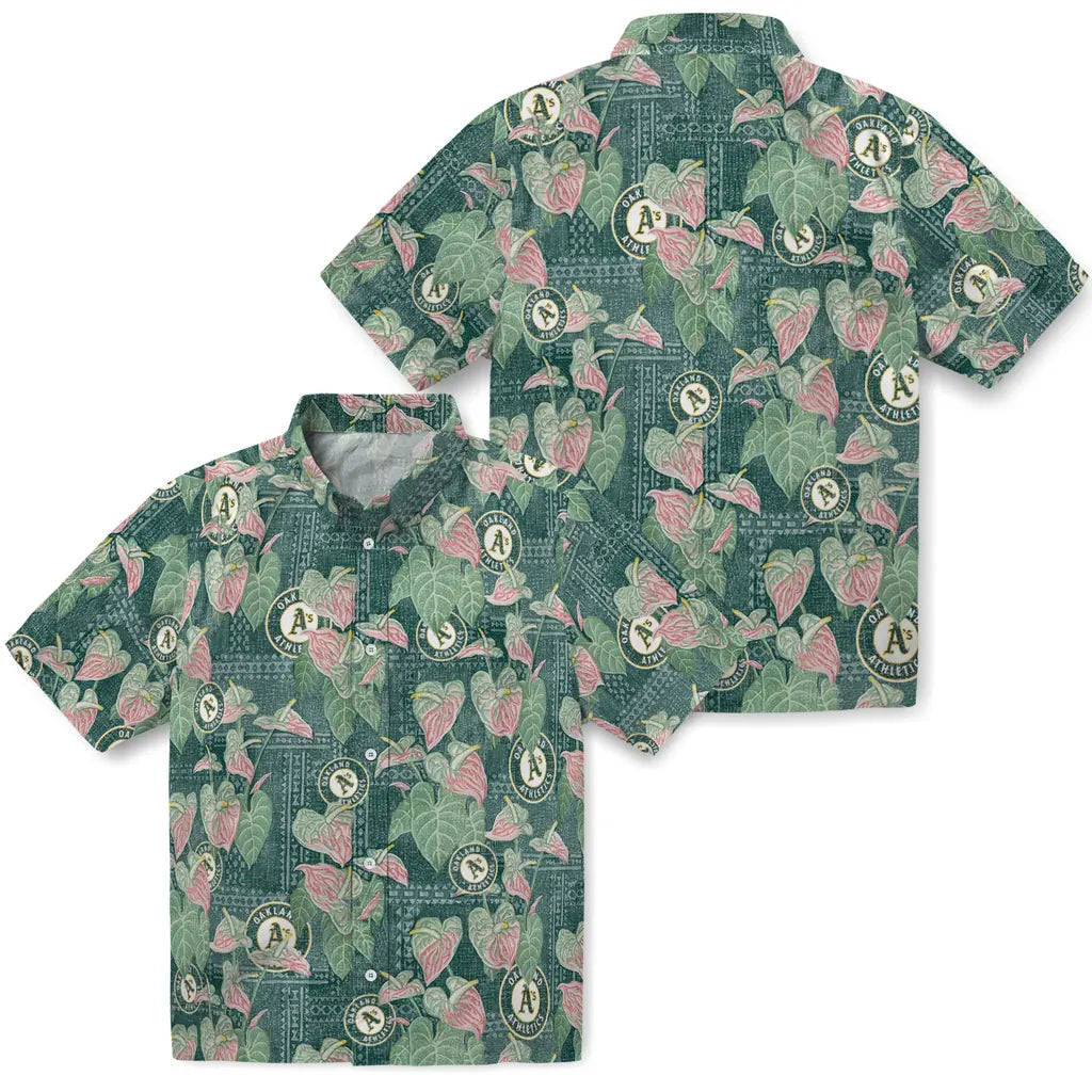 Oakland Athletics Hawaiian Shirt - Anthurium Overlay | Moonbestprint