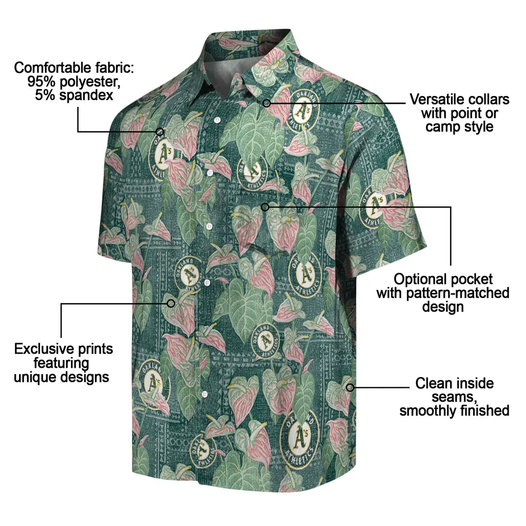 Oakland Athletics Hawaiian Shirt - Anthurium Overlay | Moonbestprint