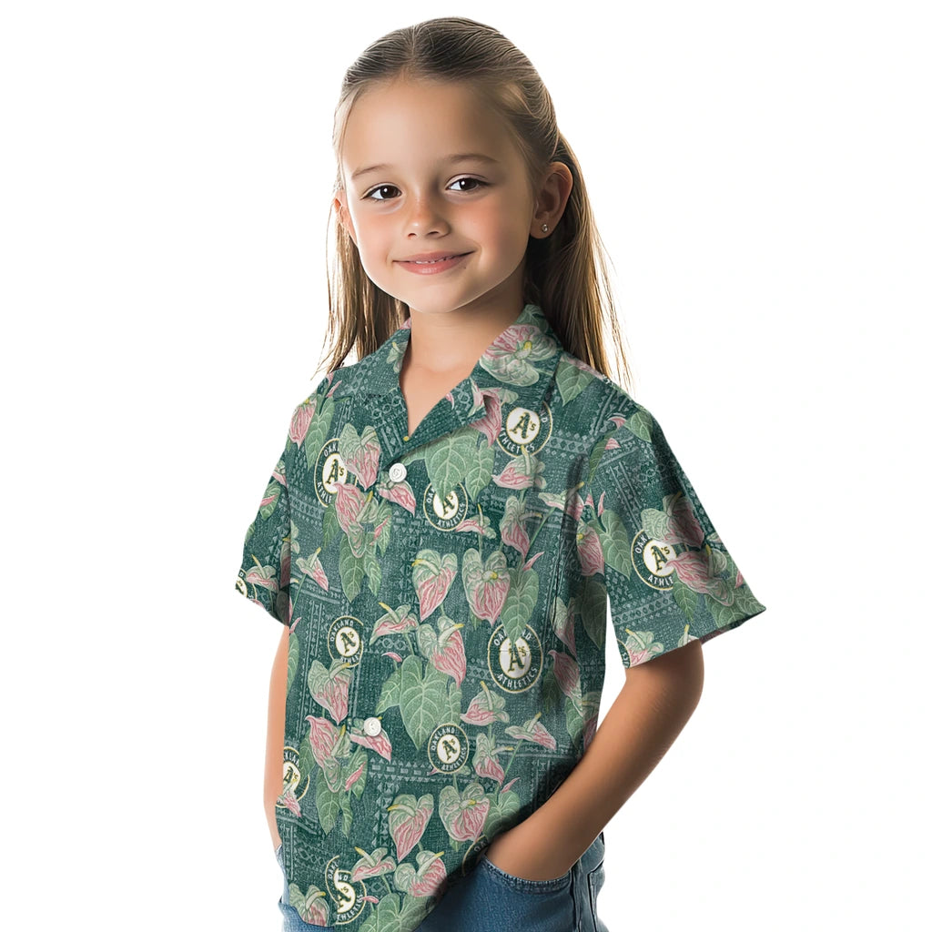 Oakland Athletics Hawaiian Shirt - Anthurium Overlay | Moonbestprint