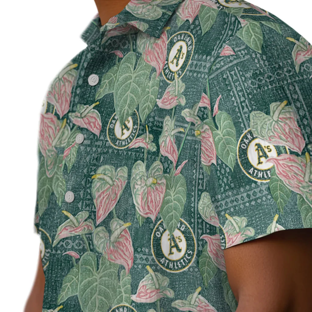 Oakland Athletics Hawaiian Shirt - Anthurium Overlay | Moonbestprint