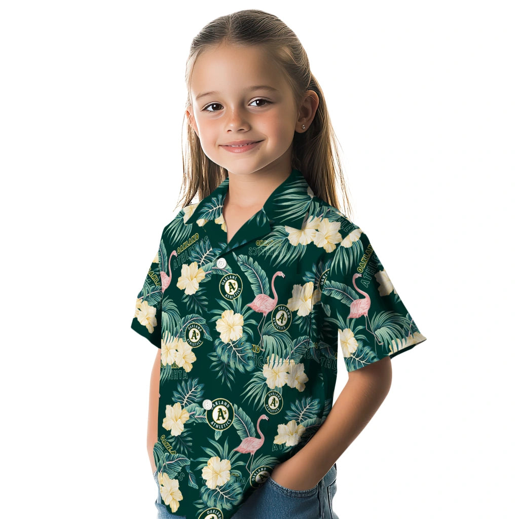 Oakland Athletics Hawaiian Shirt - Flamingo and Hibiscus | Moonbestprint