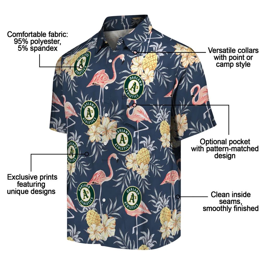 Oakland Athletics Hawaiian Shirt - Flamingo Hibiscus | Moonbestprint