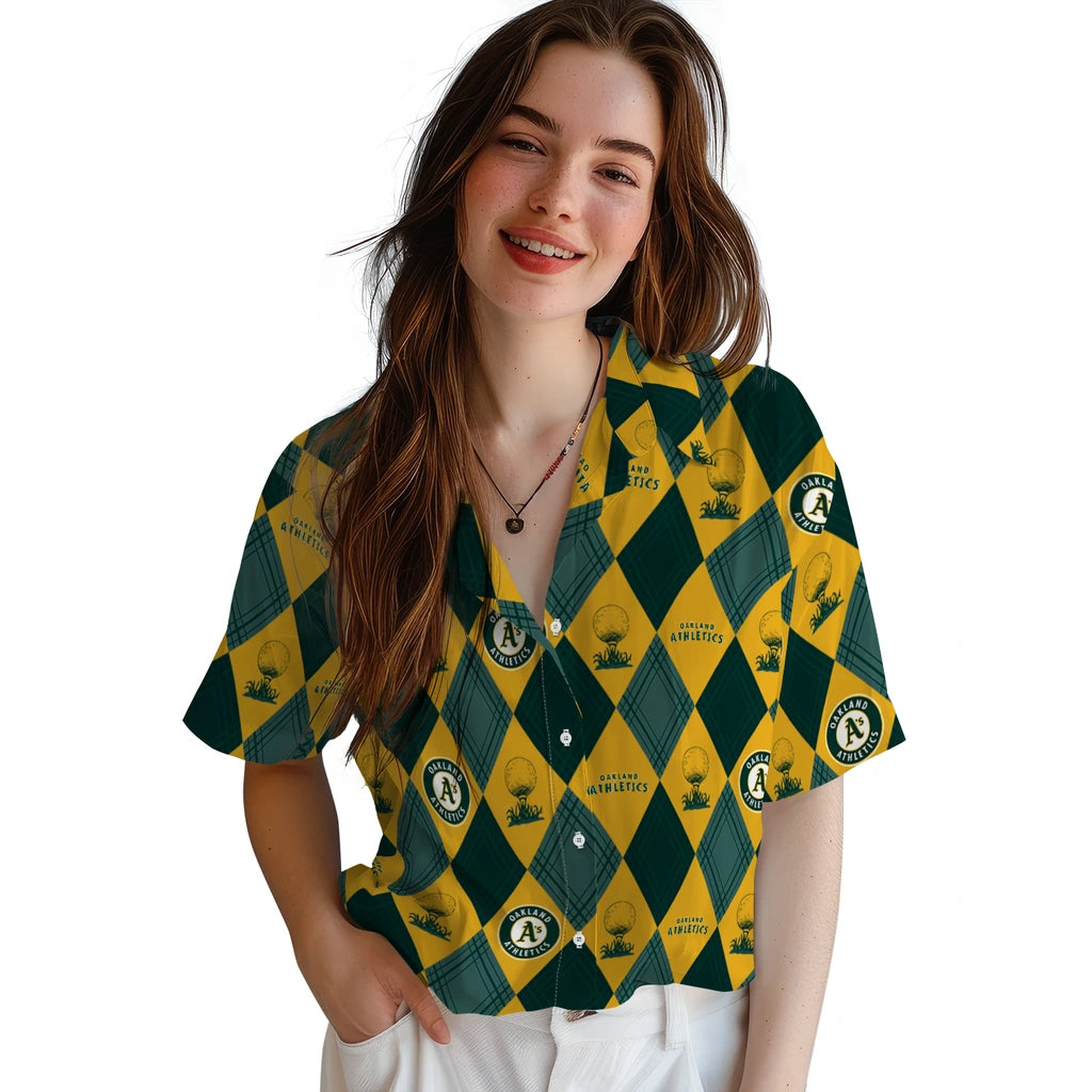 Oakland Athletics Hawaiian Shirt - Golfing Plaid | Moonbestprint