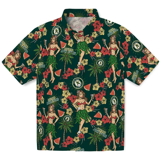 Oakland Athletics Hawaiian Shirt - Hawaiian Girls Design | Moonbestprint