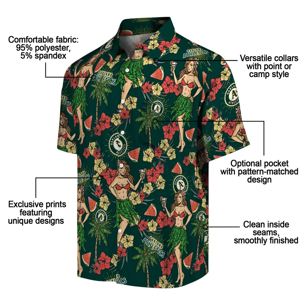 Oakland Athletics Hawaiian Shirt - Hawaiian Girls Design | Moonbestprint