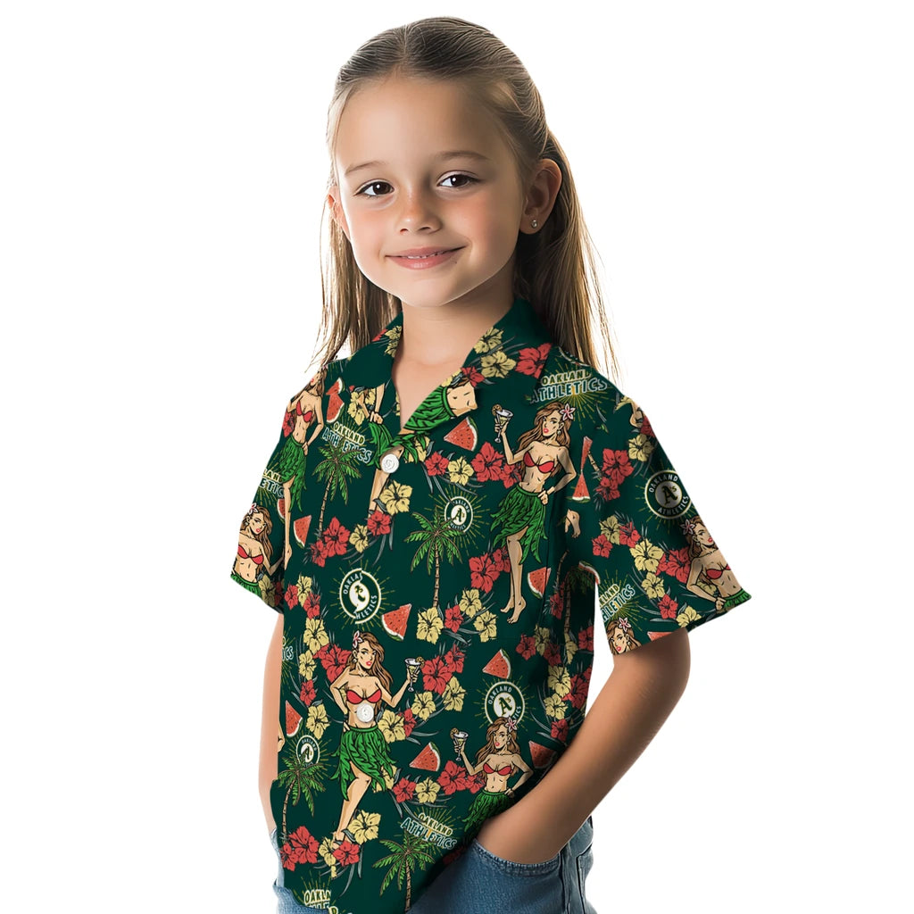 Oakland Athletics Hawaiian Shirt - Hawaiian Girls Design | Moonbestprint