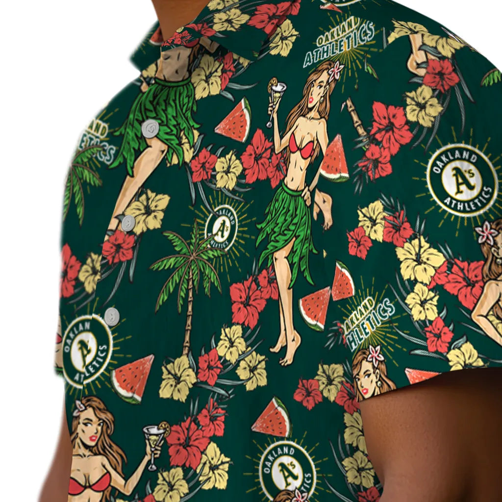 Oakland Athletics Hawaiian Shirt - Hawaiian Girls Design | Moonbestprint