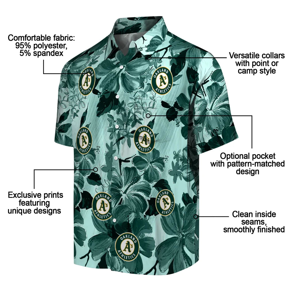 Oakland Athletics Hawaiian Shirt - Hibiscus Arrangement | Moonbestprint