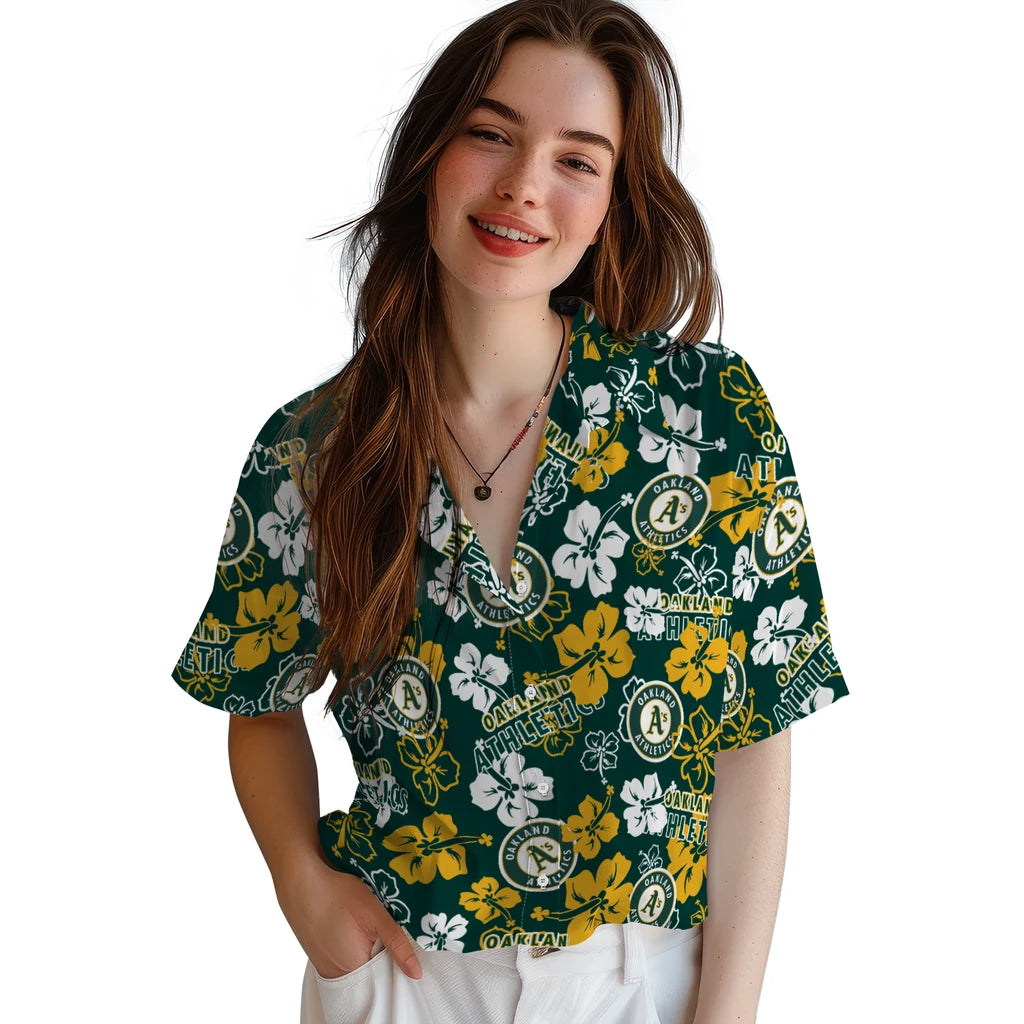 Oakland Athletics Hibiscus Bloom Hawaiian Shirt – Moonbestprint