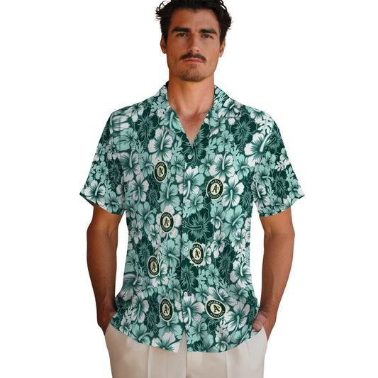 Oakland Athletics Hawaiian Shirt - Hibiscus Blooms | Moonbestprint