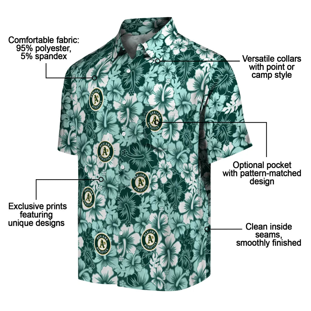Oakland Athletics Hawaiian Shirt - Hibiscus Blooms | Moonbestprint