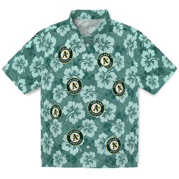 Oakland Athletics Hawaiian Shirt - Hibiscus Cluster | Moonbestprint