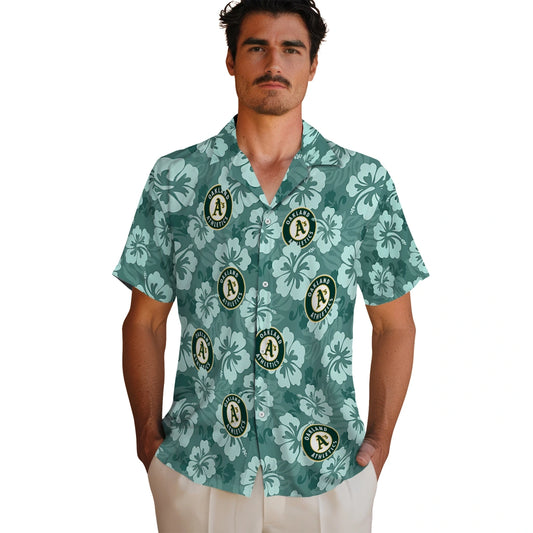 Oakland Athletics Hawaiian Shirt - Hibiscus Cluster | Moonbestprint