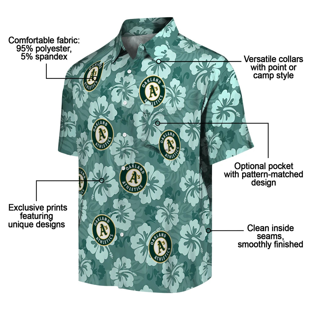 Oakland Athletics Hawaiian Shirt - Hibiscus Cluster | Moonbestprint