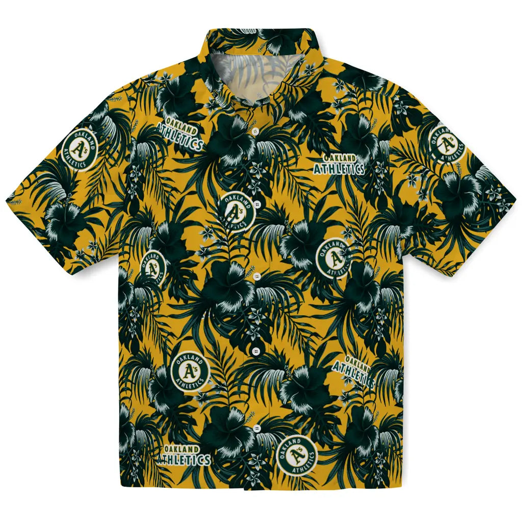 Oakland Athletics Hawaiian Shirt - Hibiscus Exotic | Moonbestprint