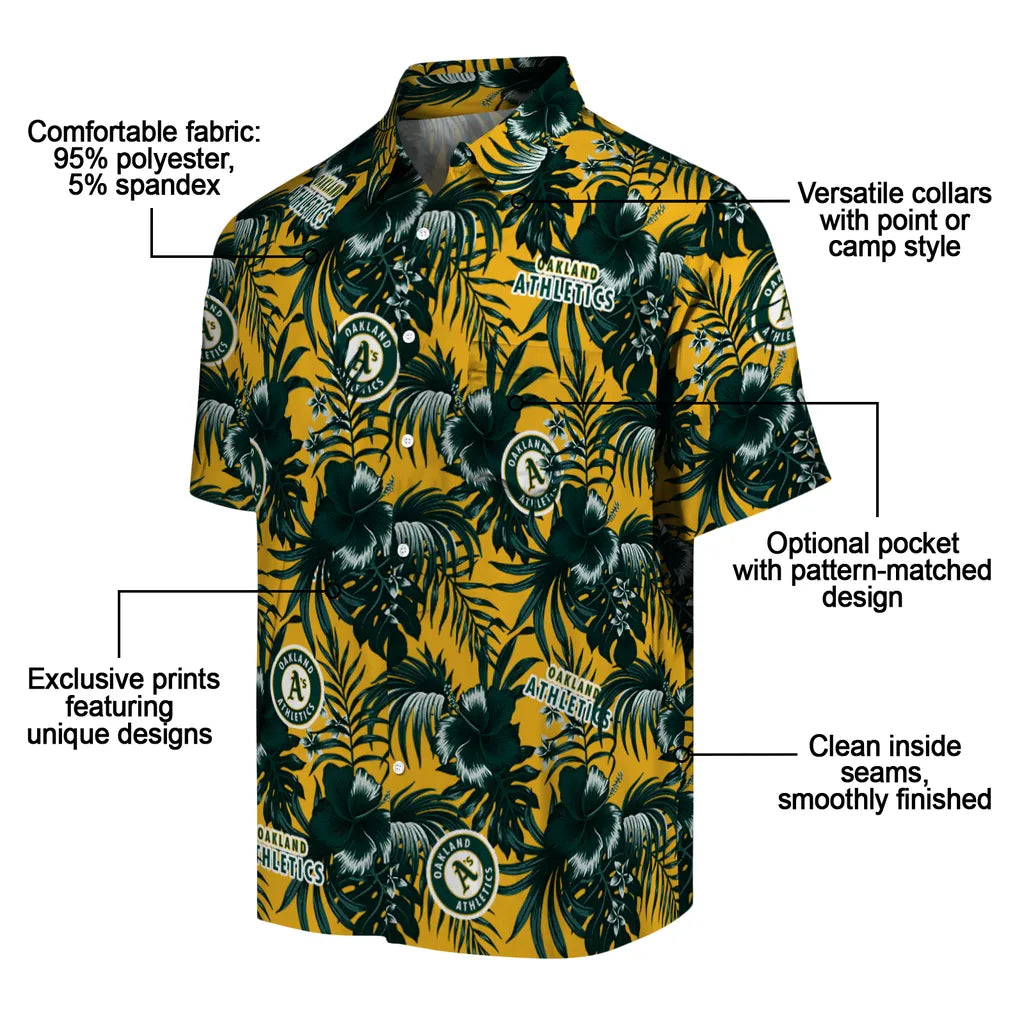 Oakland Athletics Hawaiian Shirt - Hibiscus Exotic | Moonbestprint