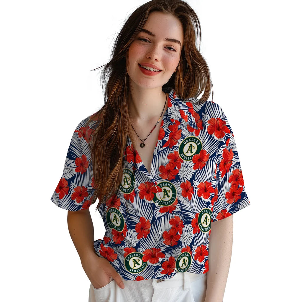 Oakland Athletics Hawaiian Shirt - Hibiscus Fiesta | Moonbestprint
