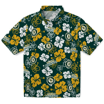Oakland Athletics Hawaiian Shirt - Hibiscus Flower Design | Moonbestprint