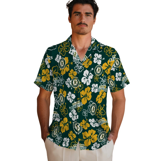 Oakland Athletics Hawaiian Shirt - Hibiscus Flower Design | Moonbestprint