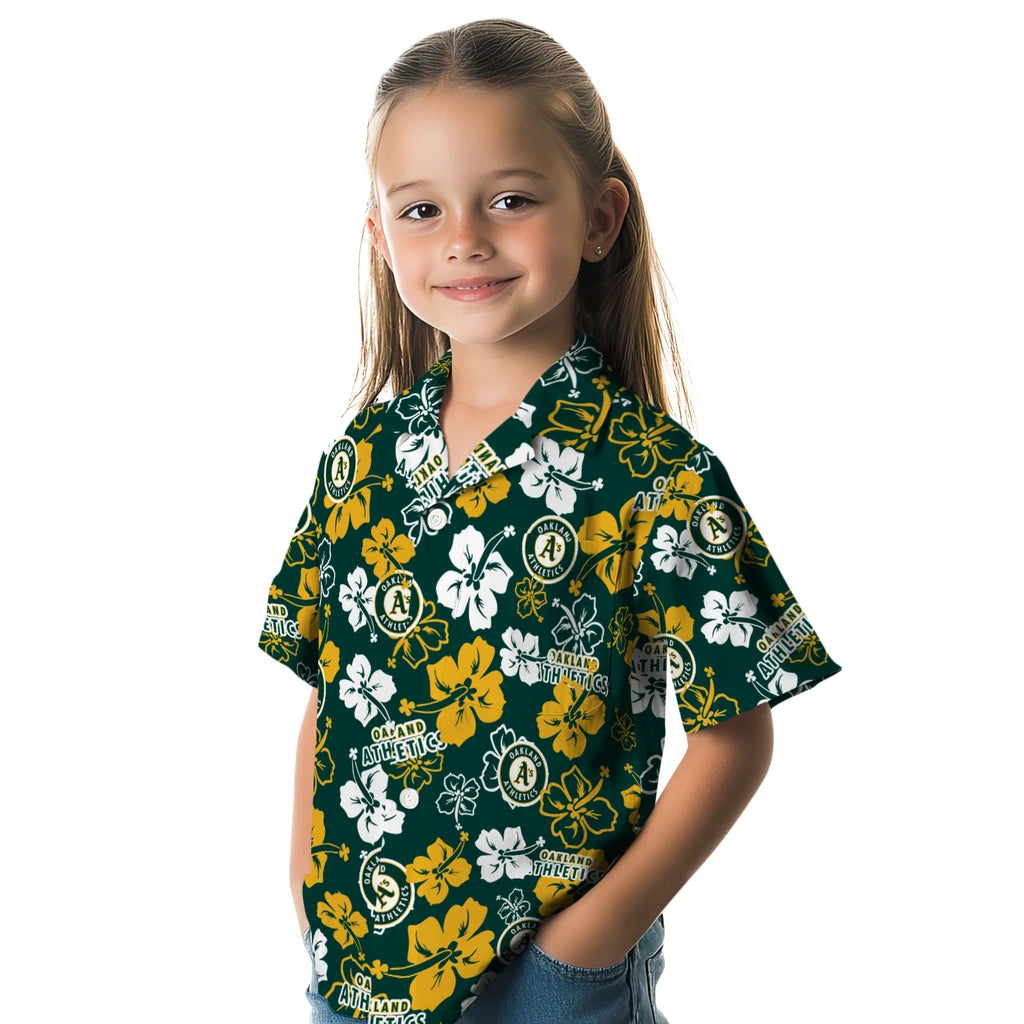 Oakland Athletics Hawaiian Shirt - Hibiscus Flower Design | Moonbestprint
