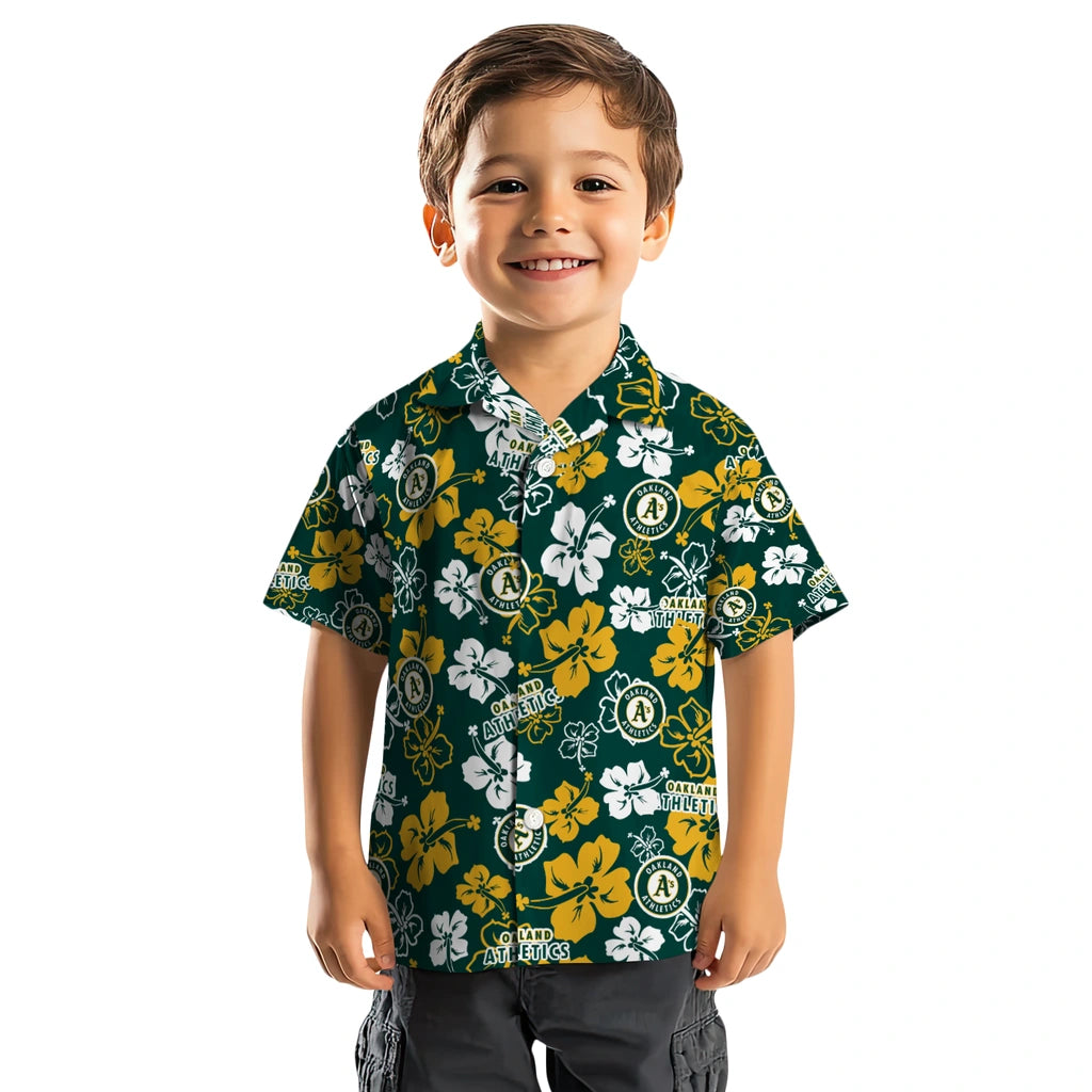 Oakland Athletics Hawaiian Shirt - Hibiscus Flower Design | Moonbestprint