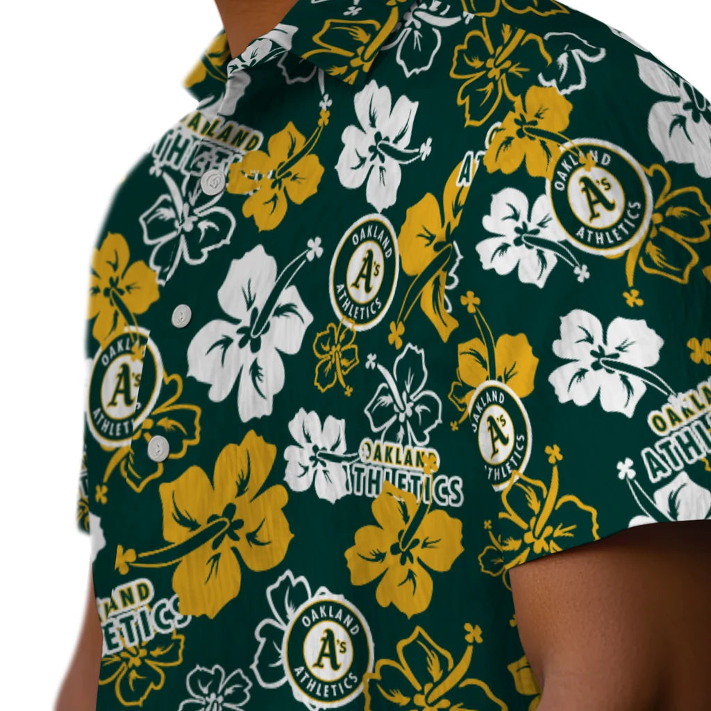 Oakland Athletics Hawaiian Shirt - Hibiscus Flower Design | Moonbestprint
