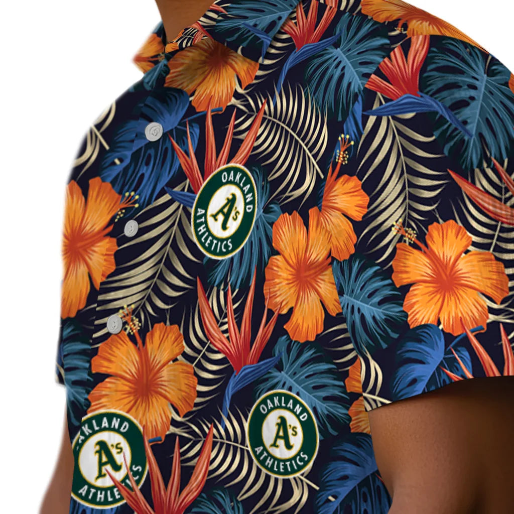 Oakland Athletics Hawaiian Shirt - Hibiscus Foliage | Moonbestprint