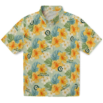 Oakland Athletics Hawaiian Shirt - Hibiscus Mood | Moonbestprint
