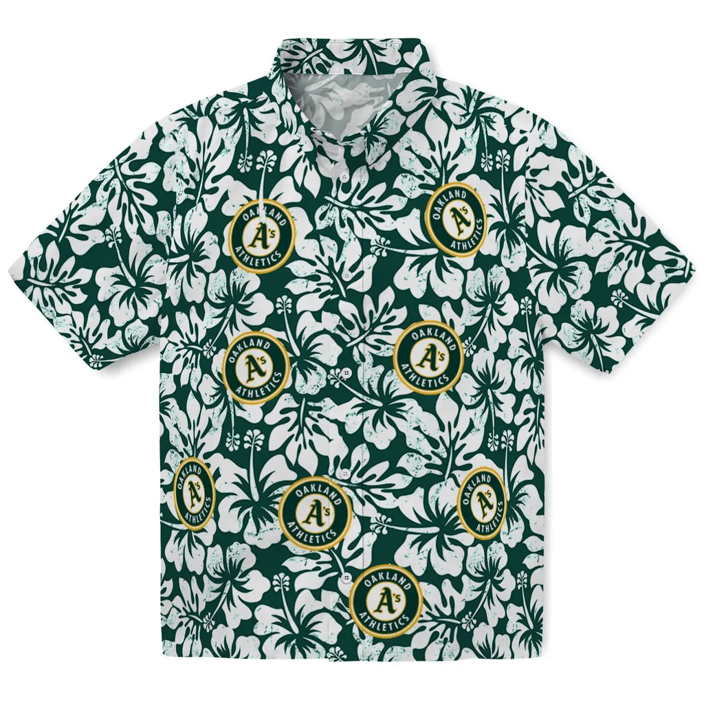 Oakland Athletics Hawaiian Shirt - Hibiscus Motif | Moonbestprint
